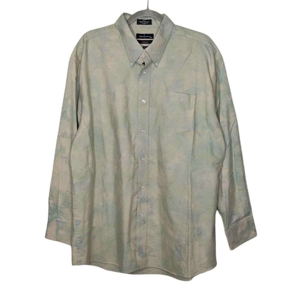Vintage Casual Button Flannel Shirt Dress Ice Dye Distressed Faded Look Y2K